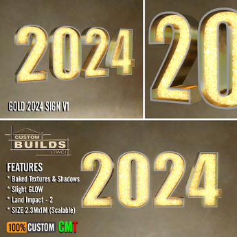 Second Life Marketplace - [TWC] - Gold 2024 Sign V1